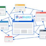 Modern graphic showing how to use Link Whisper for internal linking with a connected web content network